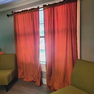 Orange velvet full length curtains